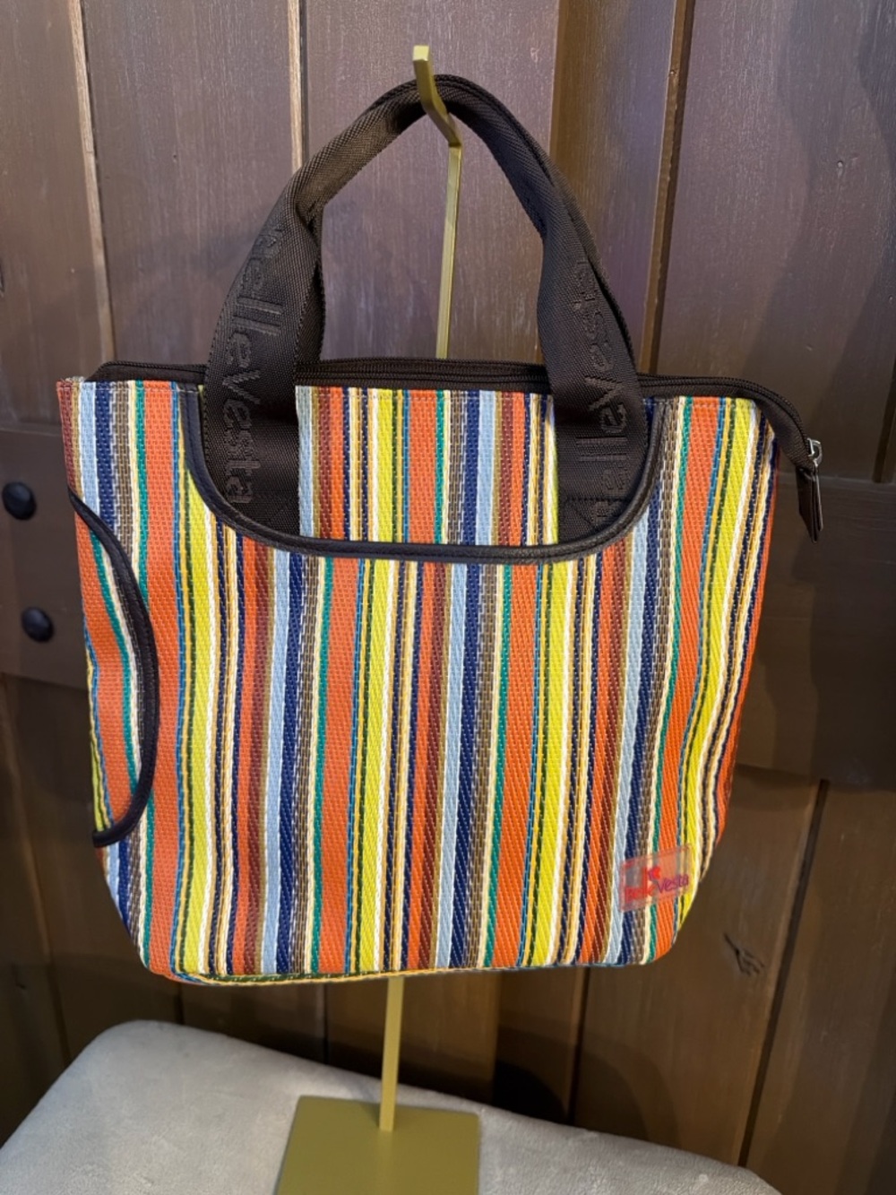 Belle Vesta Multistripe Canvas bag.
